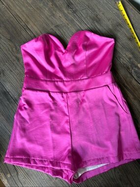 Lavender Brown Strapless Hot Pink Romper